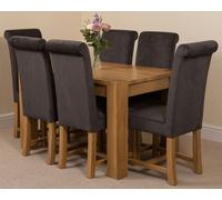 That's Furniture Kuba Small Oak Dining Table with Washington Fabric Chairs - 6 chairs - Black