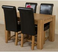 That's Furniture Kuba Small Oak Dining Table with Washington Leather Chairs - 4 chairs - Black