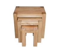 That's Furniture Kuba Solid Oak Nest Of 3 Side Tables For Living Room