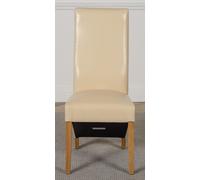 That's Furniture Lola Leather Dining Chair - Cream - Oak - Bonded leather