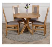 That's Furniture Oregon Round Oak Dining Table And 4 Chairs Dining Set With Stanford Oak Chairs