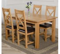 That's Furniture Oslo 150 x 90cm Medium Oak Dining Set with Berkeley Oak Chairs - Brown - 4 chairs
