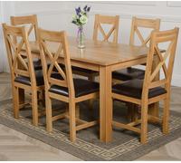 That's Furniture Oslo 150 x 90cm Medium Oak Dining Set with Berkeley Oak Chairs - Brown - 6 chairs