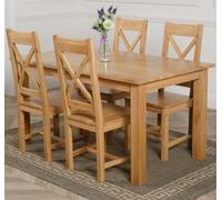 That's Furniture Oslo 150 x 90cm Medium Oak Dining Set with Berkeley Oak Chairs - Natural Oak - 4 chairs