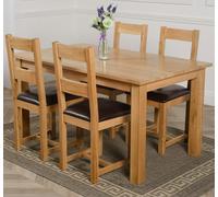 That's Furniture Oslo 150 x 90cm Medium Oak Dining Set with Lincoln Oak Chairs - Natural Oak - 4 chairs