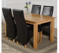 That's Furniture Oslo 150 x 90cm Medium Oak Dining Set with Lola Leather Chairs - 4 chairs - Black