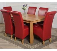 That's Furniture Oslo 150 x 90cm Medium Oak Dining Set with Montana Leather Chairs - 6 chairs - Burgundy