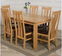 That's Furniture Oslo 150 x 90cm Medium Oak Dining Set with Princeton Oak Chairs - Natural Oak - 6 chairs