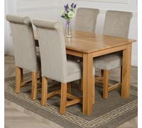 That's Furniture Oslo 150 x 90cm Medium Oak Dining Set with Washington Fabric Chairs - 4 chairs - Grey