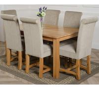 That's Furniture Oslo 150 x 90cm Medium Oak Dining Set with Washington Fabric Chairs - 6 chairs - Grey