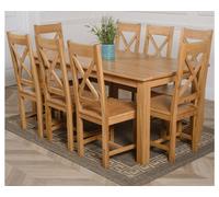 That's Furniture Oslo 180 X 90 Cm Large Oak Dining Table And 8 Chairs Dining Set With Berkeley Chairs