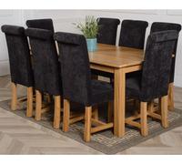 That's Furniture Oslo 180 X 90 Cm Large Oak Dining Table And 8 Chairs Dining Set With Washington Black Fabric Chairs