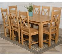 That's Furniture Oslo 180 x 90cm Large Oak Dining Set with Berkeley Oak Chairs - 180x90x77cm - Natural Oak - 8 chairs