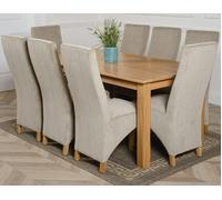 That's Furniture Oslo 180 x 90cm Large Oak Dining Set with Lola Fabric Chairs - 8 chairs - Grey