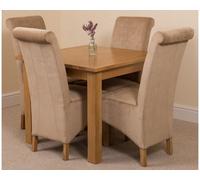 That's Furniture Oslo 90 X 90 Cm Oak Small Dining Table And 4 Chairs Dining Set With Montana Beige Fabric Chairs