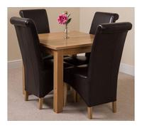 That's Furniture Oslo 90 X 90 Cm Oak Small Dining Table And 4 Chairs Dining Set With Montana Brown Leather Chairs