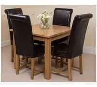 That's Furniture Oslo 90 X 90 Cm Oak Small Dining Table And 4 Chairs Dining Set With Washington Brown Leather Chairs