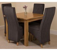 That's Furniture Oslo 90 x 90cm Small Square Oak Dining Set with Lola Fabric Chairs - 1 - 4 chairs - Black