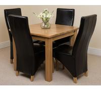 That's Furniture Oslo 90 x 90cm Small Square Oak Dining Set with Lola Leather Chairs - 1 - 4 chairs - Black