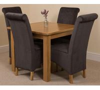 That's Furniture Oslo 90 x 90cm Small Square Oak Dining Set with Montana Fabric Chairs - 1 - 4 chairs - Black