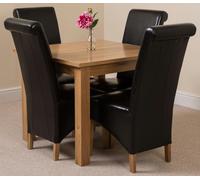 That's Furniture Oslo 90 x 90cm Small Square Oak Dining Set with Montana Leather Chairs - 1 - 4 chairs - Black