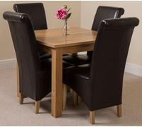 That's Furniture Oslo 90 x 90cm Small Square Oak Dining Set with Montana Leather Chairs - 1 - 4 chairs - Brown