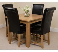 That's Furniture Oslo 90 x 90cm Small Square Oak Dining Set with Washington Leather Chairs - 1 - 4 chairs - Black