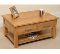 That's Furniture Oslo Solid Oak Coffee Table with 2 Drawers - Brown