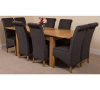 That's Furniture Richmond 140Cm - 220Cm Oak Extending Dining Table And 8 Chairs Dining Set With Montana Black Fabric Chairs