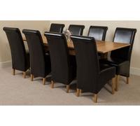 That's Furniture Richmond 140Cm - 220Cm Oak Extending Dining Table And 8 Chairs Dining Set With Montana Black Leather Chairs