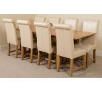 That's Furniture Richmond 140Cm - 220Cm Oak Extending Dining Table And 8 Chairs Dining Set With Washington Ivory Leather Chairs