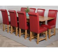 That's Furniture Richmond 140Cm - 220Cm Oak Extending Dining Table And 8 Chairs Dining Set With Washington Burgundy Leather Chairs