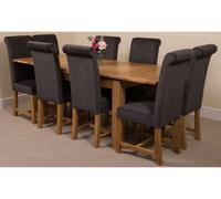 That's Furniture Richmond 140Cm - 220Cm Oak Extending Dining Table And 8 Chairs Dining Set With Washington Black Fabric Chairs