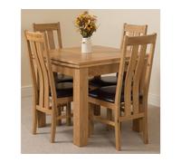 Thats Furniture Richmond 90-150cm Square Oak Extending Dining Table & 4 Princeton Chairs in Brown Thats Furniture Brown
