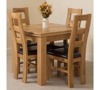 Thats Furniture Richmond 90-150cm Square Oak Extending Dining Table & 4 Yale Chairs in Brown Thats Furniture Brown