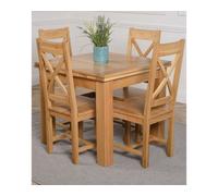 That's Furniture Richmond 90Cm - 150Cm Square Oak Extending Dining Table And 4 Chairs Dining Set With Berkeley Chairs