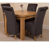 That's Furniture Richmond 90Cm - 150Cm Square Oak Extending Dining Table And 4 Chairs Dining Set With Montana Black Fabric Chairs