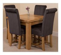 That's Furniture Richmond 90Cm - 150Cm Square Oak Extending Dining Table And 4 Chairs Dining Set With Washington Black Fabric Chairs