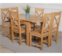 That's Furniture Richmond 90Cm - 150Cm Square Oak Extending Dining Table And 6 Chairs Dining Set With Berkeley Chairs