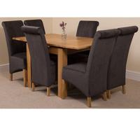That's Furniture Richmond 90Cm - 150Cm Square Oak Extending Dining Table And 6 Chairs Dining Set With Montana Black Fabric Chairs