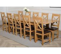 That's Furniture Richmond Large Oak Extending Dining Table with Berkeley Oak Chairs - Brown - 10 chairs