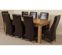That's Furniture Richmond Large Oak Extending Dining Table with Lola Leather Chairs - Dining Table and Chairs Set - 8 chairs - Brown