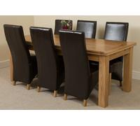 That's Furniture Richmond Large Oak Extending Dining Table with Lola Leather Chairs - Dining Table and Chairs Set - 6 chairs - Brown