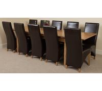That's Furniture Richmond Large Oak Extending Dining Table with Lola Leather Chairs - Dining Table and Chairs Set - 10 chairs - Brown