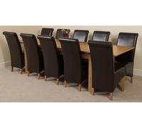 That's Furniture Richmond Large Oak Extending Dining Table with Montana Leather Chairs - 10 chairs - Brown