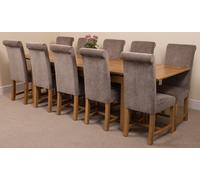 That's Furniture Richmond Large Oak Extending Dining Table with Washington Fabric Chairs - 10 chairs - Grey