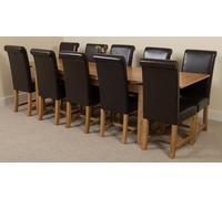 That's Furniture Richmond Large Oak Extending Dining Table with Washington Leather Chairs - 10 chairs - Black