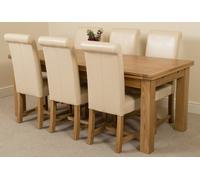 That's Furniture Richmond Large Oak Extending Dining Table with Washington Leather Chairs - 6 chairs - Ivory