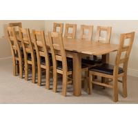 That's Furniture Richmond Large Oak Extending Dining Table with Yale Oak Chairs - Natural Oak - 10 chairs