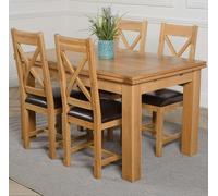 That's Furniture Richmond Medium Oak Extendable Dining Table with Berkeley Oak Chairs - Brown - 4 chairs